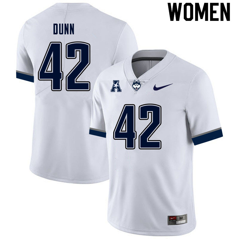Women #42 Kevin Dunn Uconn Huskies College Football Jerseys Sale-White - Click Image to Close